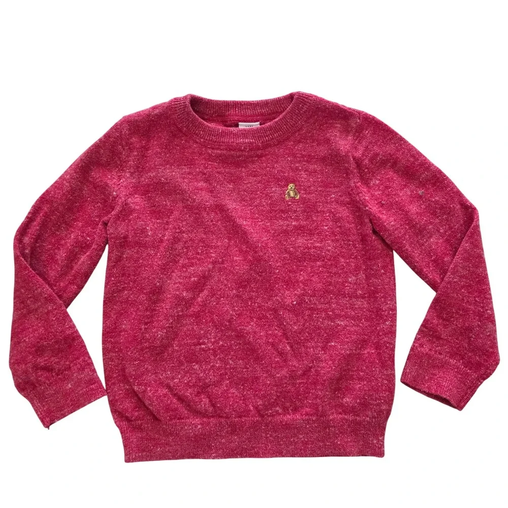 Gap Kids Toddler Girls Pink Marl Brannan Bear Crewneck Sweater Size 5T